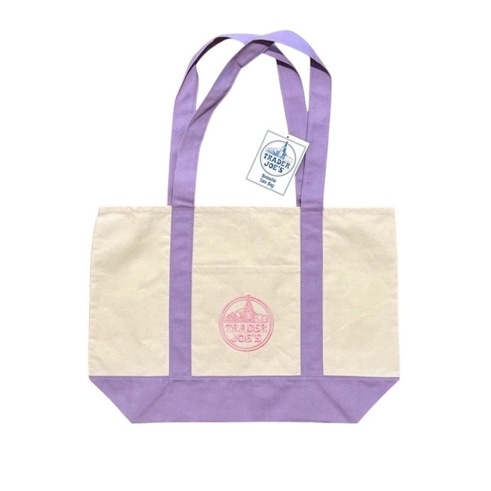 🌿 Trader Joe’s Large Lavender Canvas Tote Bag 💜